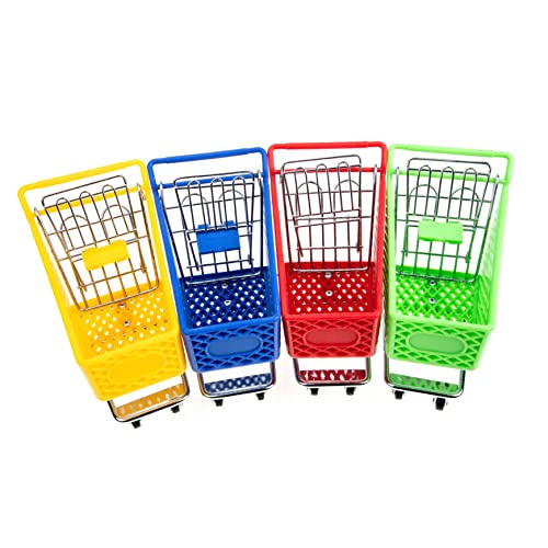 KONTONTY 4 Stück Kinderspielzeug kühlkorb einkaufskorb Storage Baskets kinderknallzeug Modelle von Einkaufswagen Mini Desktop-Ornament Einkaufswagen-Spielzeug Plastik von KONTONTY