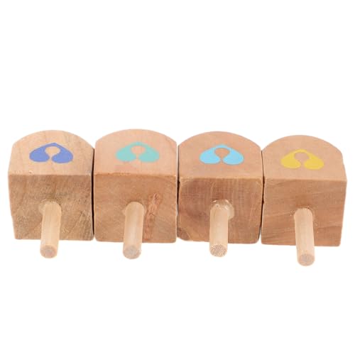 KONTONTY 4 Stück Kreisel für holzkreisel für Dreidel Holzspielzeug Set Traditionelles Mini-Holzgyroskope Dreidel schmücken Holzplatte hölzern von KONTONTY