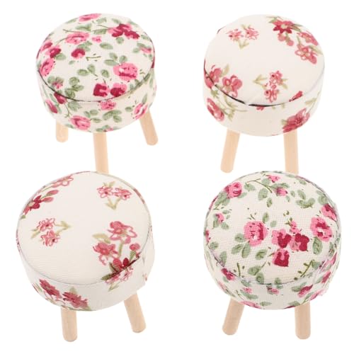 KONTONTY 4 Stück Maßstab Puppenhaus Möbel Weicher Stoffbezug Robuster Holzschemel Für Küche Wohnzimmer Vielseitiges Mini Möbelmodell KONTONTY 4 Stück Maßstab Puppenhaus Möbel Weicher Stoffbezug Robuster Holzschemel Für Küche Wohnzimmer Vielseitiges Mini Möbelmodell von KONTONTY