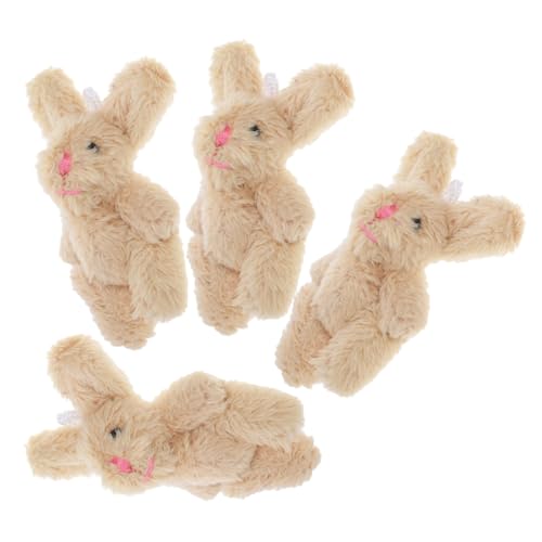 KONTONTY 4 Stück Mini-Plüschhase Cuddly Bunny Cute Decor Soft Toy bidoof Plush Stilvolle Kaninchenform kinderspielzeug puppenhaus Miniatur-Tierpuppe Mini-Plüschpuppenmodell Mini- Khaki von KONTONTY