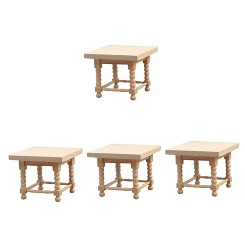 KONTONTY 4 Stück Mini-möbelmodell Beistelltisch Figur Teetisch-Requisite Mini-hausmöbel Mini-beistelltisch Mini- -Layout- Das Kleinste Der Welt Tisch Für Minihaus Holz von KONTONTY