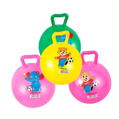 KONTONTY 4 Stück Schläger Handhaben Gymnastikball Sprungball Für Kleinkinder Balanceball Für Hüpfball Mit Griffen -Cartoon-Ball Hüpfball PVC von KONTONTY