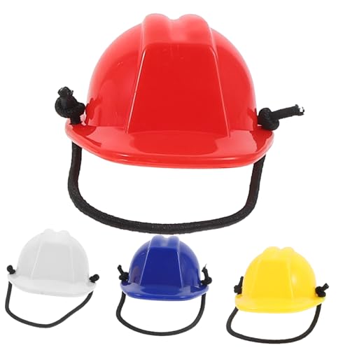 KONTONTY 4 Stück Sicherheitshelm Für Haustiere Mini-schutzhelme Mini-Helm Minihüte Für Puppen Perücke BAU-Partyhut Mini Haustier Helm Miniatur-bartagamen-schutzhelme Plastik von KONTONTY