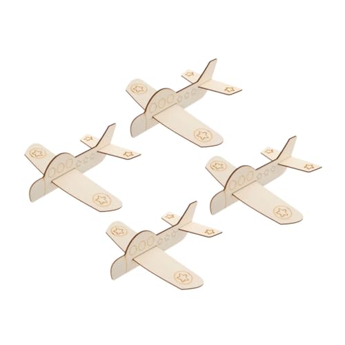 KONTONTY 4 Stück Spielzeug Zum Ausmalen DIY Lackierflugzeuge Flugzeug-gastgeschenke Leeres Mini-flugzeugmodell Bausatz Papierflieger Bastelflugzeug-Ornament DIY Holzflugzeug Hölzern Khaki von KONTONTY