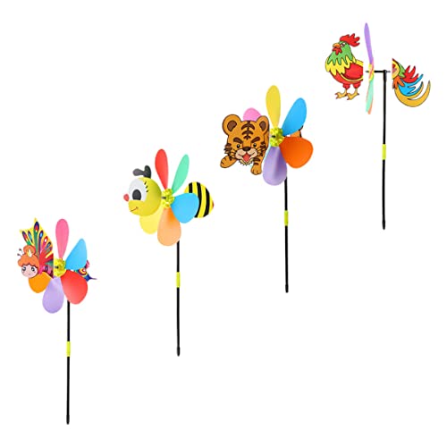 KONTONTY 4 Stück Windmühle halllowen heeloween spielwaren draußen Toy Rasen Vogel Windrad Windräder für den Garten Dekoration mit Windrädern für Kinder Cartoon-Windspinner Plastik von KONTONTY