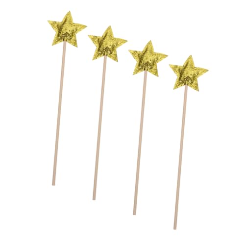 KONTONTY 4 Stück Zauberstab Fairy Wand Party zubehör Toy glitzerstab spielwaren draußen Neon Zauberstäbe für Requisiten Zauberstäbe Party Zauberstäbe hölzern Golden von KONTONTY