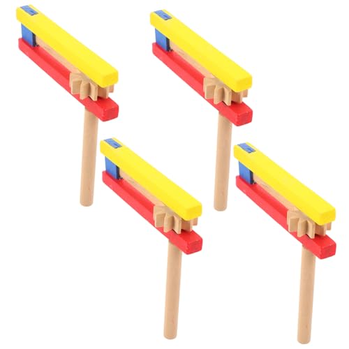 KONTONTY Holzkastagnette Für Kinder 4 Stück Pädagogische Schlaginstrumente Mit Langem Griff Aus Robustem Holz Für Musikunterricht Und Spielzeug KONTONTY Holzkastagnette Für Kinder 4 Stück Pädagogische Schlaginstrumente Mit Langem Griff Aus Robustem Holz Für Musikunterricht Und Spielzeug von KONTONTY
