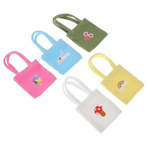 KONTONTY 5 Stück Miniatur Handtaschen aus Canvas Bunte Realistische Schultertaschen für Puppenhaus Deko und Puppen Outfit Zubehör Langlebig und Modisch für Sammler KONTONTY 5 Stück Miniatur Handtaschen aus Canvas Bunte Realistische Schultertaschen für Puppenhaus Deko und Puppen Outfit Zubehör Langlebig und Modisch für Sammler von KONTONTY