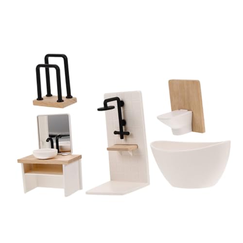 KONTONTY 5 Stück Puppenhaus Möbel Realistisches Badewanne Toilette Waschbecken Handtuchhalter Kompaktes Badezimmer Zubehör für Puppenhaus Dekoration KONTONTY 5 Stück Puppenhaus Möbel Realistisches Badewanne Toilette Waschbecken Handtuchhalter Kompaktes Badezimmer Zubehör für Puppenhaus Dekoration von KONTONTY