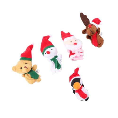 KONTONTY 5 Stück Weihnachts Fingerpuppen Set Weihnachtsmann Elch Schneemann Pädagogische Handspielzeuge Für Kinder Ideales Spielzeug Für Kreative Rollenspiele Und Festliche Anlässe von KONTONTY