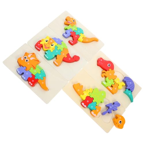 KONTONTY 5 Teiliges Dinosaurier Puzzle Tierpuzzle Für Kleinkinder Holz Kinderpuzzle Sensorisches Spielzeug Für Kleinkinder Buntes Puzzle Mit Formen Puzzle Für Kinder Im Vorschulalter von KONTONTY