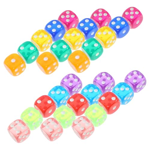 KONTONTY 50 Pcs Transparent Farbige Würfel Party Game Würfel Funny Dice Game Requisiten Würfel Unterhaltung Würfel Würfel Brettspiel Dice Party Dices Proption Accessoires Acryl von KONTONTY