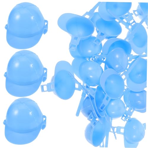 KONTONTY 50 Stück halllowen heeloween Safety Cap Relief Cap Security Cap Cake Topper Helm Weinflaschenverschluss Mini-Puppenhelm Mini-Schutzhelm aus Kunststoff Mini-Helme Plastik Sky-Blue von KONTONTY