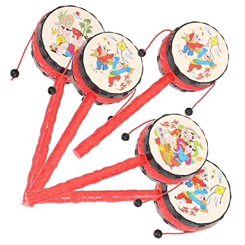 KONTONTY 5St Rassel kinderinstrumente musikinstrumente für säugling Kinderhandtrommel spielsachen Hand Drums -Trommeln Trommel Plastik Colorful von KONTONTY