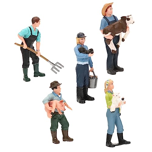 KONTONTY 5St Simulations-Farm-Ranch Farm People-Modell Landarbeiter Modelle Miniatur-Bauernhof-Schmuck bauernhoftiere Figuren Farm SIM Charakterfigur Figurenmodell Dekoration Harz von KONTONTY