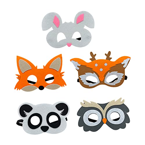 KONTONTY 5St tierische Filzmaske Kaninchen Abschlussball Maske Partymasken aus Anzieh-Tierfilzmasken halloween masken halloweenmaske Hirschtierfilzmasken entzückende Tiermasken gefühlt von KONTONTY