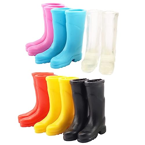 KONTONTY 6 Paar Miniatur-Regenschuhe Puppenschuhe Miniatur-Puppen Mini-Stiefelmodelle Puppenstiefel Miniaturfigur Spielzeug Mini-Stiefel Spielzeug Miniatur-Regenstiefel von KONTONTY