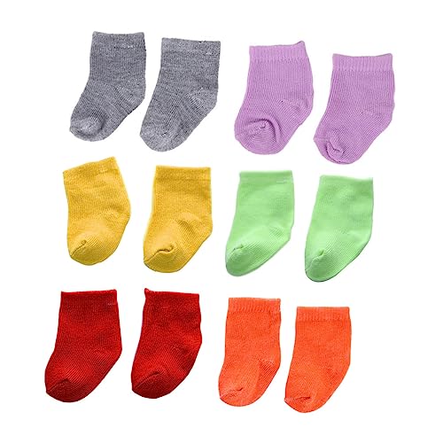 KONTONTY 6 Paare Puppensocken Puppenkleidung Socken Für Puppen Zubehör Für Babypuppen Puppendekor Puppenhauszubehör Babypuppen Für Mädchen Socken Für Babypuppen Kindersocken Mini Bebe Stoff von KONTONTY