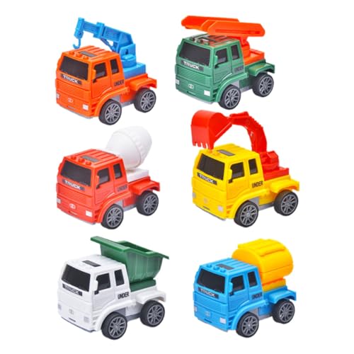 KONTONTY 6 Stück Mini Spielzeugautos Zurückziehspielzeug Lustige Cartoon Fahrzeuge Für Inkl Bagger Bus & Baustellenfahrzeuge Ideal Für Jungen Und ädchen von KONTONTY