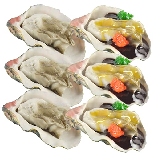 KONTONTY 6 Stück Simulierte Austern Gefälschte Meeresfrüchte Spielzeug Requisite Lebensmittelfotografie Requisite Künstliche Künstliche Meeresfrüchte von KONTONTY