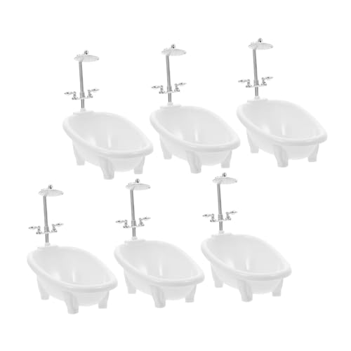 KONTONTY 6 Stück Teiliges Miniatur Puppenhaus Badezimmer mit Badewanne und Duscharmatur Platzsparende Mini Badewanne aus Sicheren Materialien Vielseitiges Puppenhaus Möbel Zubehör für KONTONTY 6 Stück Teiliges Miniatur Puppenhaus Badezimmer mit Badewanne und Duscharmatur Platzsparende Mini Badewanne aus Sicheren Materialien Vielseitiges Puppenhaus Möbel Zubehör für von KONTONTY