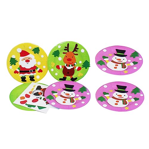 KONTONTY 6er Set Weihnachts Papierplatten Bastelmaterial Für DIY Malen Mit Aufklebern Kreative Bastelideen Für Die Weihnachtszeit Ideal Für Kindergarten Und Vorschule von KONTONTY