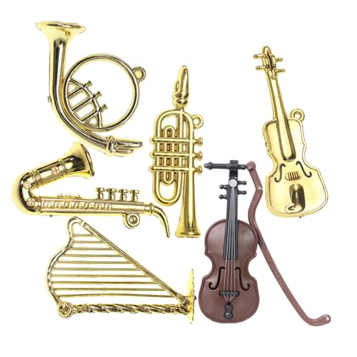 KONTONTY 6 Teiliges Set Miniatur Musikinstrumente Für Puppenhaus Klassische Miniaturmusik Dekorationen Perfekt Für Mini Einrichtung Und Ornamentgestaltung von KONTONTY