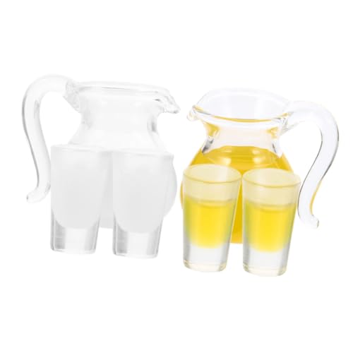 KONTONTY 2 Set Miniatur Zubehör Puppenhaus Krug Kit Harz Saft Tasse Für Wohnkultur von KONTONTY