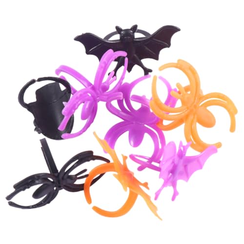 KONTONTY 60St Halloween Ring Fledermaus Spinne Schädel Streich gefälschte Spinnenringe Halloween-Ringe halloween halloween assecoires Halloween-Spielzeug Festgeschenke Colorful von KONTONTY