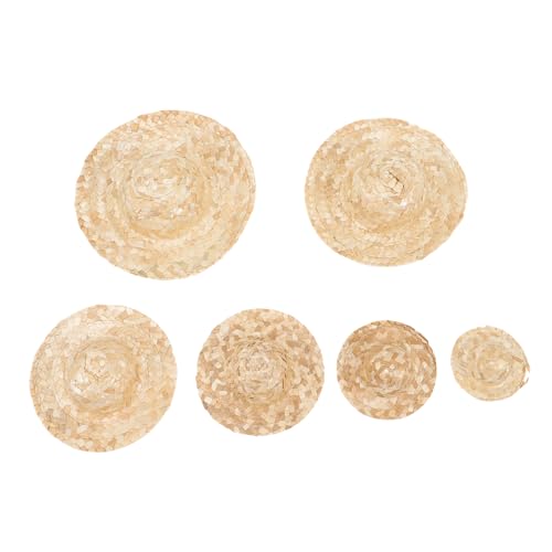 KONTONTY 6Pcs Geflochten Handwerk Miniaturhüte Mini Sombrero Hüte Mini Hüte Für Bastelpuppenhüte Winzige Hüte Für Puppenminiaturen Mini Hats Khaki von KONTONTY