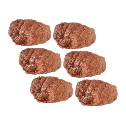 KONTONTY 6St Beef-Nugget-Modell gefälschtes Rindfleisch lebensecht gekochtes Fleisch Gekochte Fleischmodelle PVC Fleisch künstliches Fleisch Küchendekoration Food-Modell Brown von KONTONTY