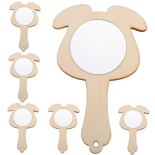 KONTONTY 6St Holzspiegel bastelset basteln für spielwaren Toy holzdeko Schminkspiegel Kleiner Spiegel Zeichenspiegel aus Holz Spiegel für selber Machen hölzern Khaki von KONTONTY