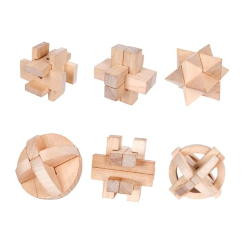 KONTONTY 6st Kongming Schlossspielzeug Puzzlekleber Puzzlematte Intellektuelles Puzzle- Kongming Schloss Spielspielzeug Freischalten Nützliches Puzzle- Holz von KONTONTY