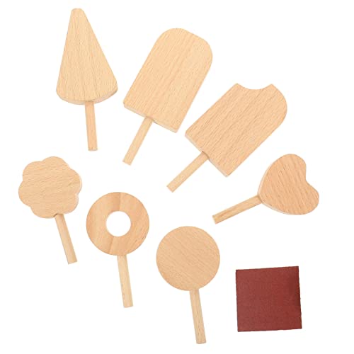 KONTONTY 7 Stück Holz Am Stiel Dekoration Am Stiel Formen Vorgetäuschte Formen Eisform Eiswürfel Figur Roti Pop Formen Zuckerguss Streuer Moleskin Crêpe Pfanne von KONTONTY