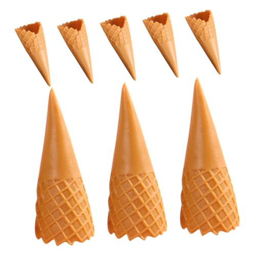 KONTONTY 8St Knuspriges Kegelmodell Eiswaffeln Mini Schokoladenstreusel Zapfen Eiscreme Künstliches Eiscreme Modell Mini-Food- Eistüten-Anhänger PVC Light Brown von KONTONTY