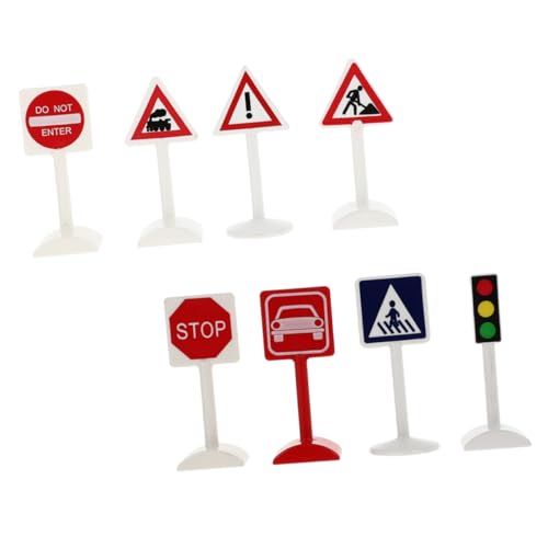 KONTONTY 8st Verkehrszeichen-Ornamente Kinder Verkehrszeichen Aus Spielzeug Simulation Straßenschild Miniband Sandtischdekoration Für Kinder Puzzle-Spielzeug Colorful Plastik von KONTONTY