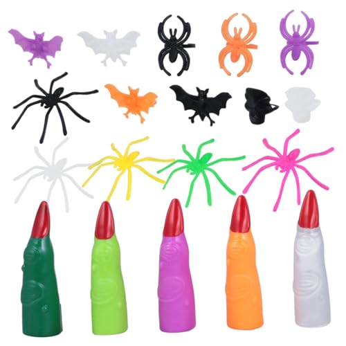 KONTONTY 90 Stück Halloween Spielzeug Goodie Bag Füller Fingerspielzeug Gefälschte Spinne Streich Requisite Halloween Ring Halloween Gruselspielzeug Gefälschte Spinnen Spielzeug von KONTONTY