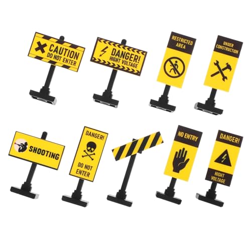 KONTONTY 9St Warnschild- DIY Bauklötze Warnschilder Set Bauklötze Verkehrsschilder Luftauslass schwimmt Flügel des Bodenventilators Bauschild-Spielset Miniatur-Warnschild Abs von KONTONTY