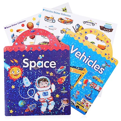 KONTONTY Stickerbücher Zum Thema Weltraumtransport Für Kleinkinder Wiederverwendbare Sticker-Sets Für Kinder Die Spielen Und Lernen von KONTONTY