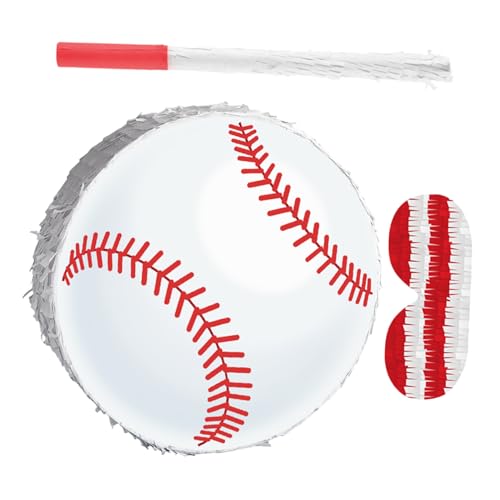 KONTONTY Baseball Pinata mit Stab Augenmaske Konfetti Sportparty Dekoration Baseball Party Zubehör für Geburtstagsfeier Shower Hängend Vielseitig Robust KONTONTY Baseball Pinata mit Stab Augenmaske Konfetti Sportparty Dekoration Baseball Party Zubehör für Geburtstagsfeier Shower Hängend Vielseitig Robust von KONTONTY