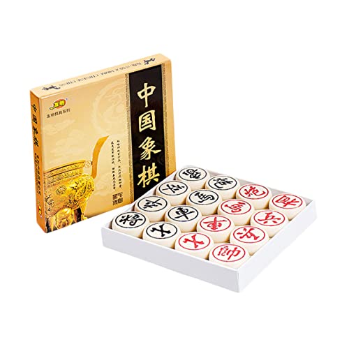 KONTONTY Chinesisches High-end-Schach Chinesisches Schach Desktop-Spielzeug Schachspiel Lernen Chinesisches Brett Chinesische Brettspiele 3D Lustiges Schach Xiangqi Reisespiel Beige Bambus von KONTONTY