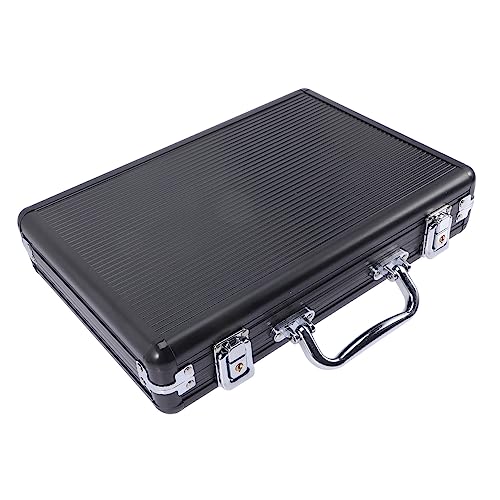 KONTONTY Chip-Box Spielkarten aufbewahrung Spielkarten Box Pokerchips Transportbox Spielkarten Transportbox Etui für Pokerchips Aufbewahrungsbox für Karten Aluminiumlegierung Black von KONTONTY