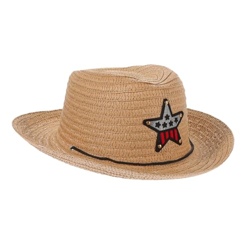 KONTONTY Cowboyhut für kindermütze kappe Sonnenschutzhut Westernhut Sommerhut Strand Pelzmütze Partydekorationen Tea-Party-Hüte Stroh Khaki von KONTONTY