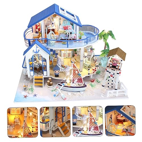 KONTONTY Kreativ Bauen DIY House Miniature DIY Hausmodell Set Kreatives Bausatz Miniatur Meeres Themen Dekoration Ideal Für Und Erwachsene Bastelmodell Zum Zusammenbauen von KONTONTY