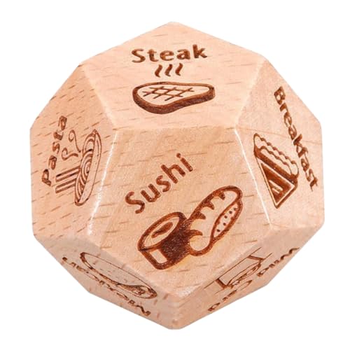 KONTONTY Das Essen bestimmt das Sieb Food Decision dice Nacht-Date-Würfel einzigartige Würfel Essenswürfel Kleine Lebensmittelentscheidungswürfel Spielwürfel Requisiten hölzern Light Brown von KONTONTY