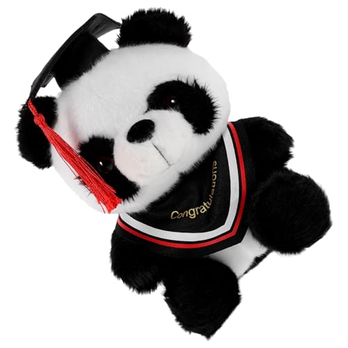 KONTONTY Doktor Panda Puppe niedliche Cute bidoof Plush Abschluss Geschenkidee Plush Toy Abschlusshut-Panda- bequemes Stofftier Abschlussgeschenk Baumwolle rot von KONTONTY