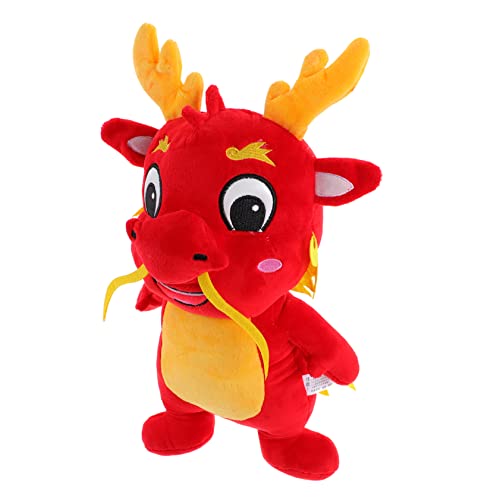 KONTONTY Drachen Plüschtier Plüschfigur Spielzeug Themberchaud-Plüsch Plüsch-Drachenpuppe Drachen Kuscheltier wohnzimmerdeko Drachen-Neujahrsspielzeug schöne Drachenpuppe PP Baumwolle rot von KONTONTY