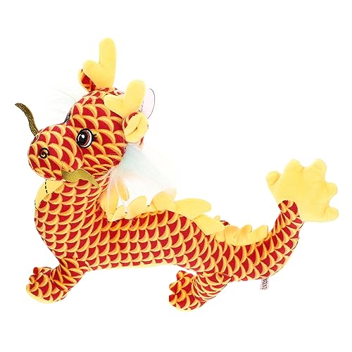 KONTONTY Drachenpuppenmaskottchen chinesisches Drachenplüschtier Plüsch-Drachenpuppe drachenfiguren Dragon Plush Spielzeug entzückende Drachenpuppe ausgestopfte Drachenfigur PP Baumwolle von KONTONTY