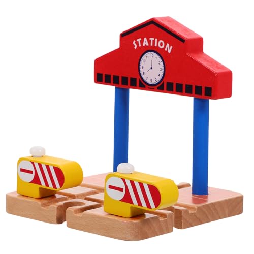 KONTONTY Eisenbahnspielzeug Zug kinderzug züge spielwaren holzzug kinderspielzeug Bahnsteig aus Holz Lustiger Bahnsteig Bahnsteigspielzeug für Spiele von KONTONTY