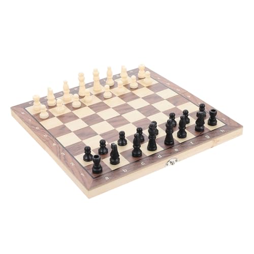 KONTONTY Wooden Chess Set Magnete Kinder Faltbares Schachspiel Für 3 1 Schachbrett Aus Tragbar Und Ideal Für Reisen Inkl Dame Und Backgammon Maße Perfektes Für Kleine Schachmeister von KONTONTY